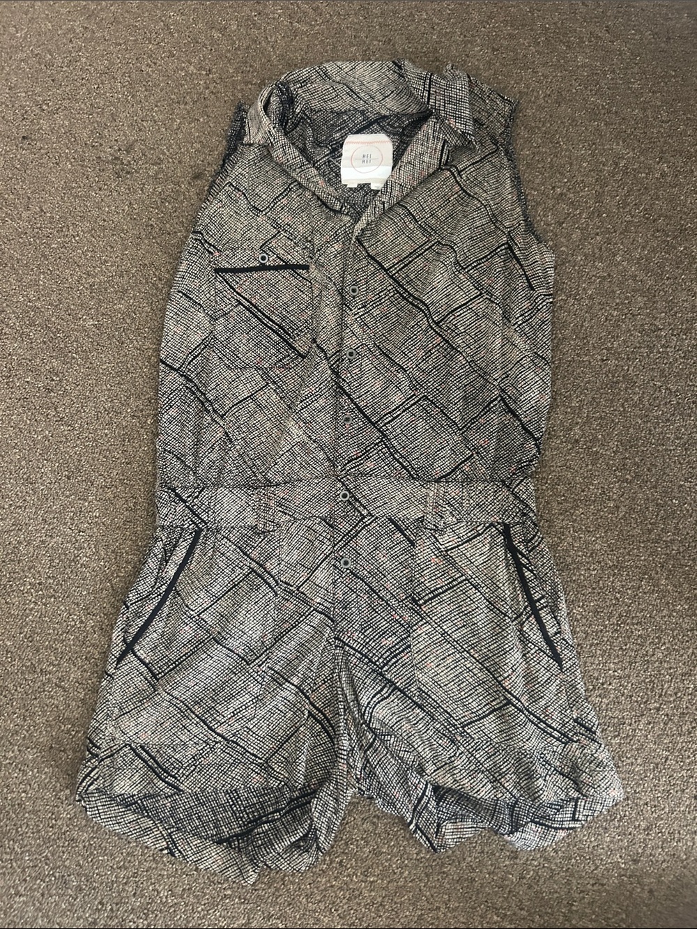 Anthropologie Sleeveless Black and White Graphic Print romper